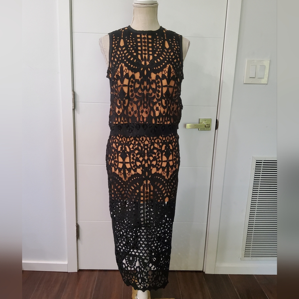 Few Moda Black Crochet Lace Skirt Set Size S/M